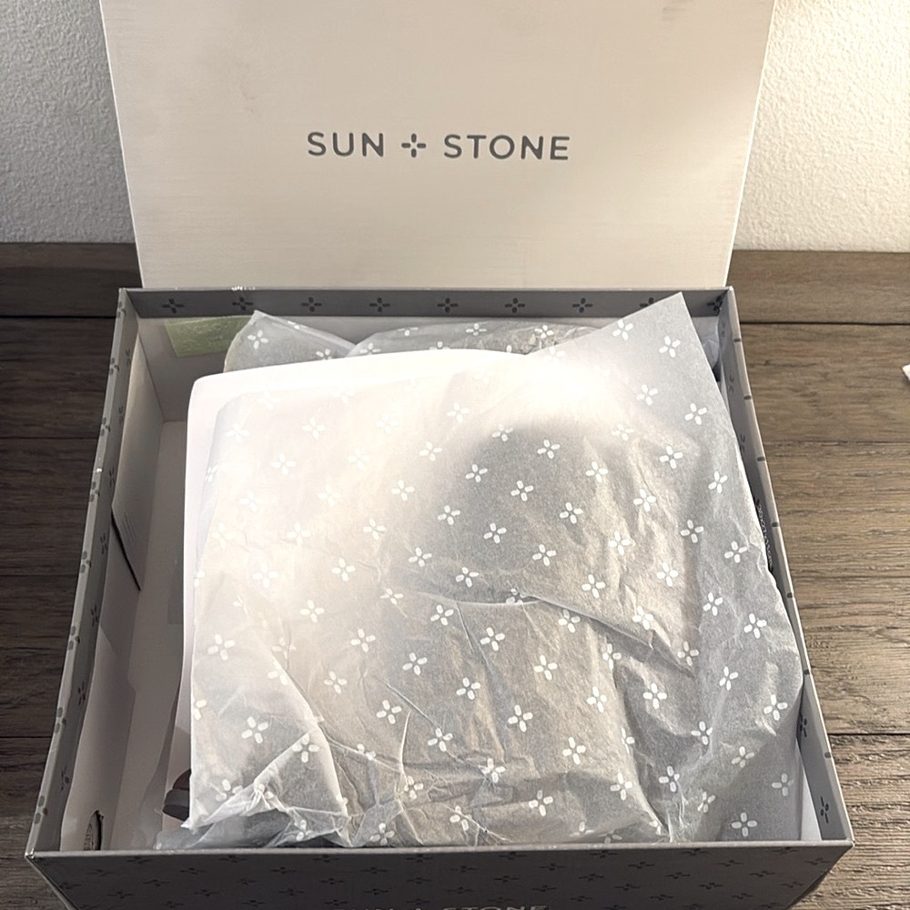 NIB [Sun + Stone] Graceyy Dark Brown Smooth Faux Leather Block Heel Booties - Picture 14 of 16